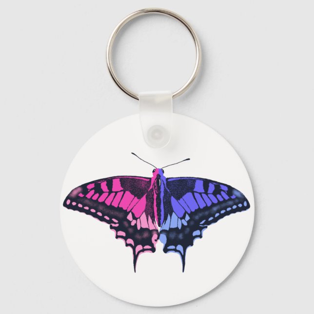 Omnisexual Pride Flag Swallowtail Butterfly Key Ring (Front)