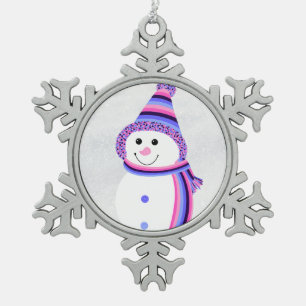 Omnisexual Pride Snowman Snowperson Pink Purple Snowflake Pewter Christmas Ornament