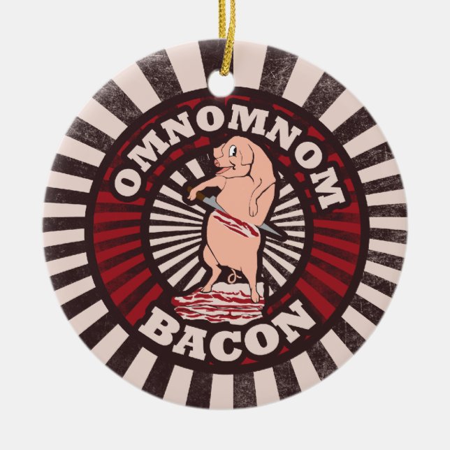 OMNOM Bacon Ceramic Ornament (Front)
