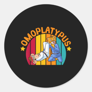 Omoplatypus Funny Retro Jiu-Jitsu Animal Grappling Classic Round Sticker