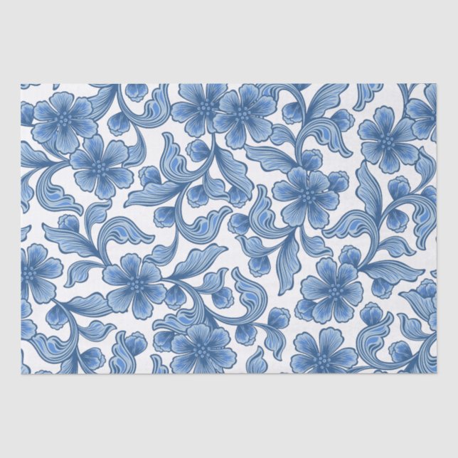 Omphalodes Blue Floral Tissue Paper (Front)