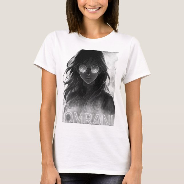 Omrani Dark Neon Anime Girl – Futuristic Glow A T-Shirt (Front)