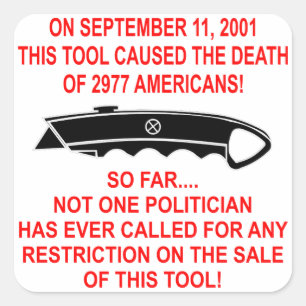 On 9-11 This Tool (a box cutter) Caused The Death Square Sticker