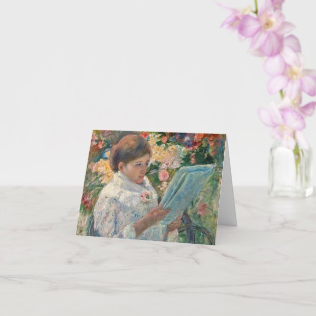 On a Balcony by Mary Cassatt Folded Card (Orchid)