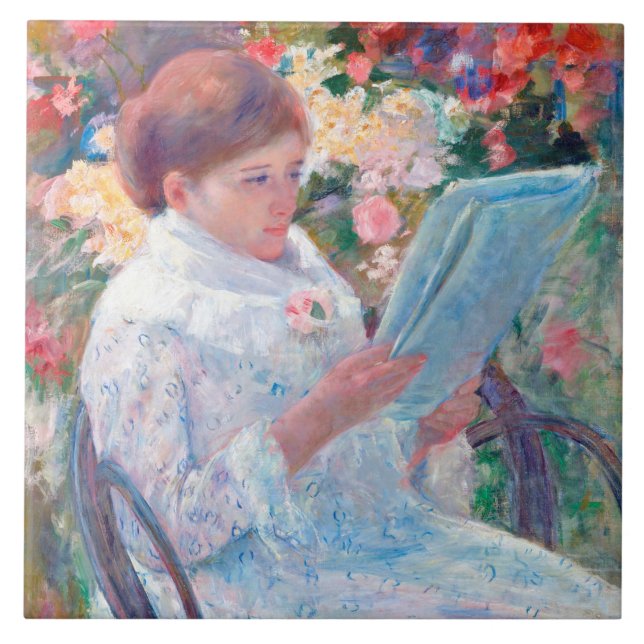 On a Balcony, Mary Cassatt Ceramic Tile (Front)