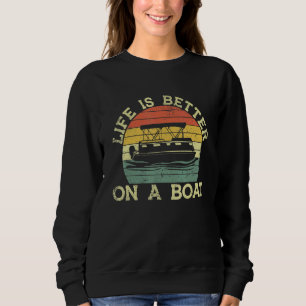 On A Boating Boat Captain Vintage Pontoon Sweatshirt
