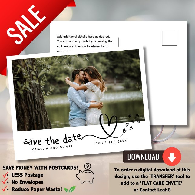 On a Budget? Opt for a PHOTO Save the Date Wedding Postcard (budget photo save the date.)