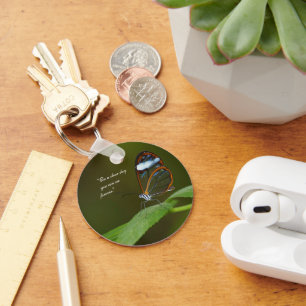 "On a Clear Day" Glasswing Butterfly Design Key Ring