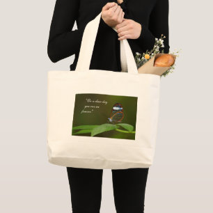 "On a Clear Day" Glasswing Butterfly Design Large Tote Bag