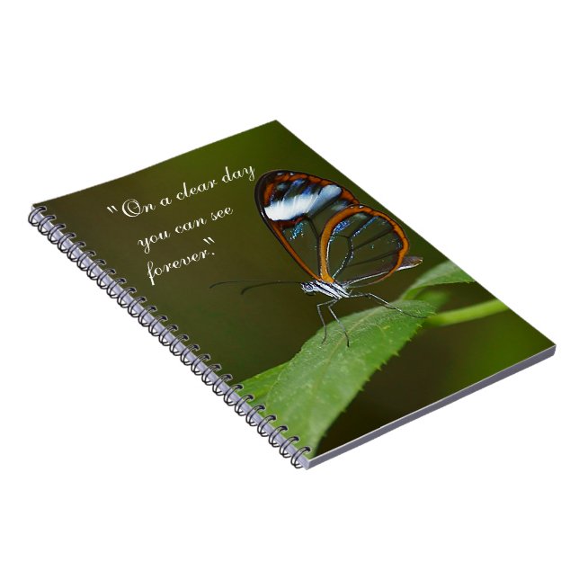 "On a Clear Day" Glasswing Butterfly Design Notebook (Right Side)