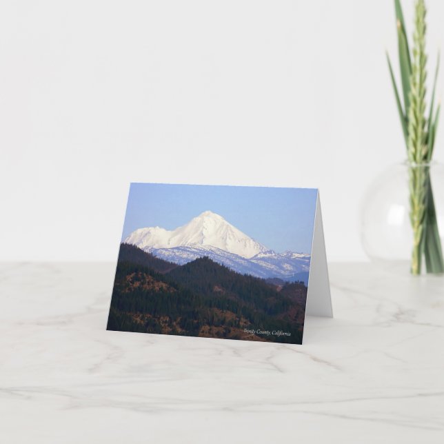 On a clear day is Mt. Shasta..... Card (Front)