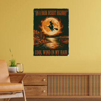 On A Dark Desert Highway Halloween Witch Poster