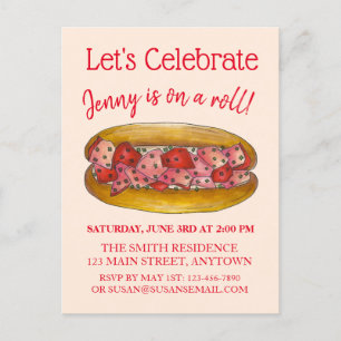 On a Lobster Roll Congratulations Maine ME Foodie Invitation Postcard