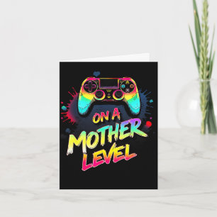 On a mother level up mothers day gamer mom retro card