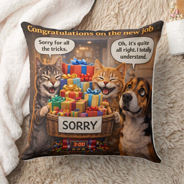 On a new job, funny pet throw pillow (Blanket)