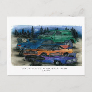 ON A QUIET NIGHT YOU CAN HEAR THEM RUST - MOPAR w- Postcard