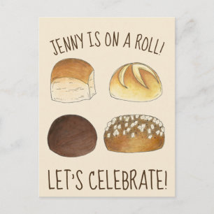 On a Roll Celebration Foodie Party Invitation Postcard