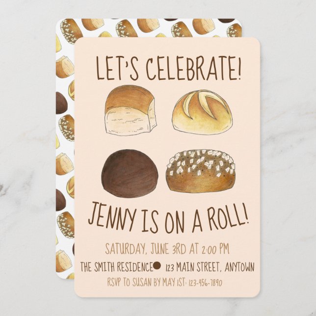 On a Roll Let's Celebrate Congratulations Party Invitation (Front/Back)