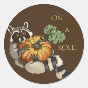 On a Roll Racoon Classic Round Sticker