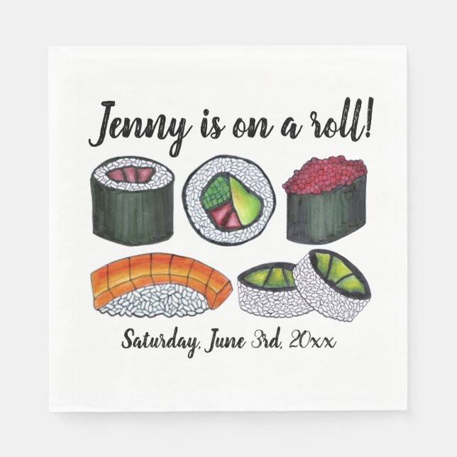 On a (Sushi) Roll Congratulations Celebration Napkin (Front)