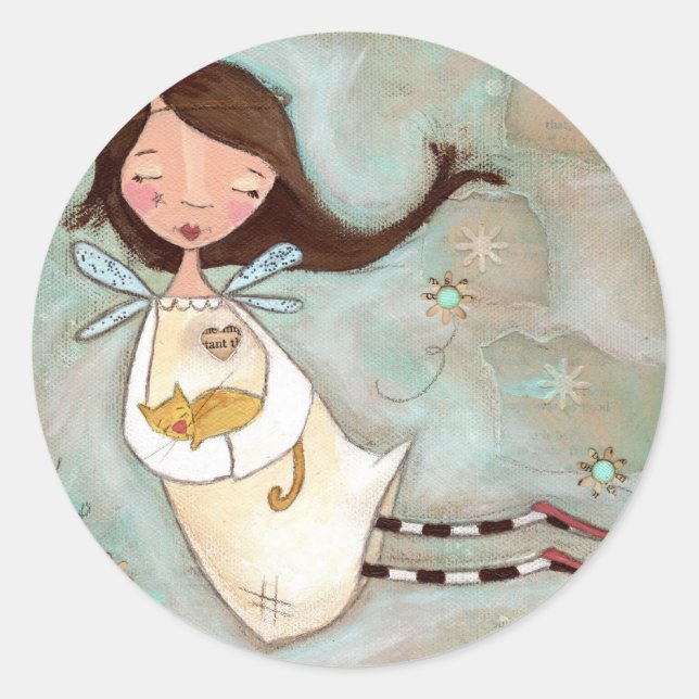 On a Wing and a Purr - Angel Stickers (Front)