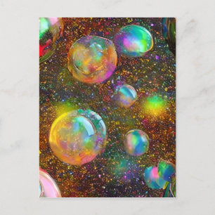 On Air Drop Iridescent Stunning Whimsical Bubble Holiday Postcard