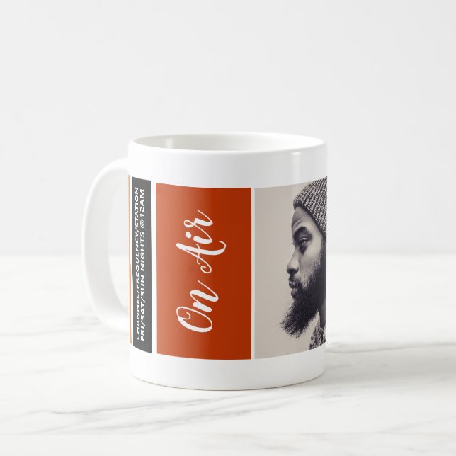 On Air - Podcaster Photo - Retro Podcast Advert Coffee Mug (Front Left)