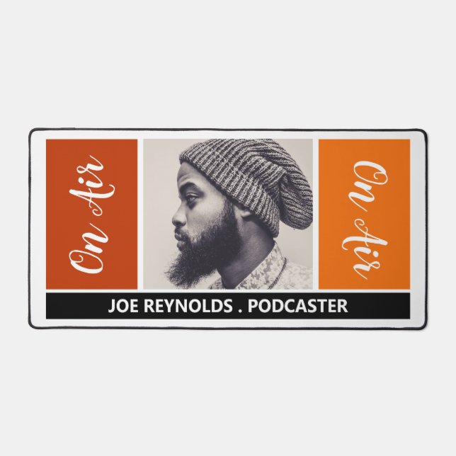 On Air - Podcaster Photo - Retro Podcast Desk Mat (Front)