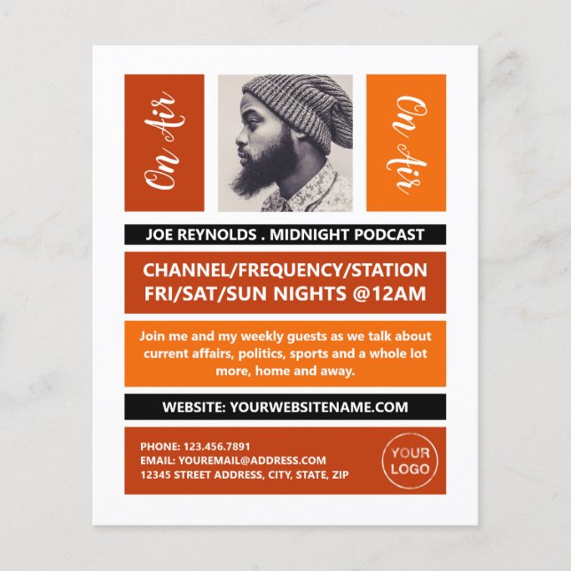 On Air - Podcaster Photo - Retro Podcast Flyer (Front)