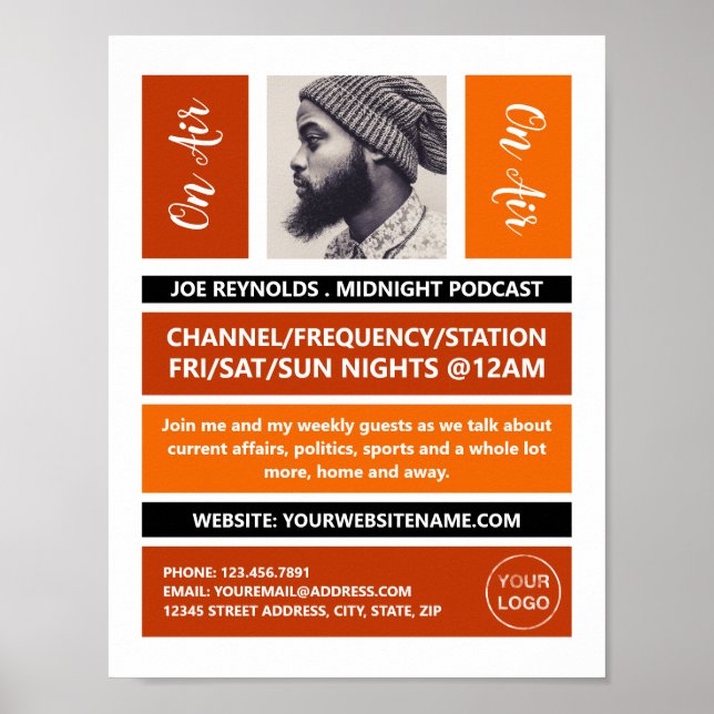 On Air - Podcaster Photo - Retro Podcast Poster (Front)