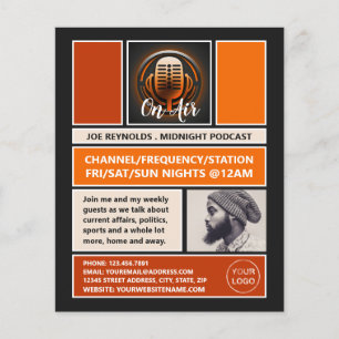 On Air Podcaster, Retro Podcast Advertising Flyer