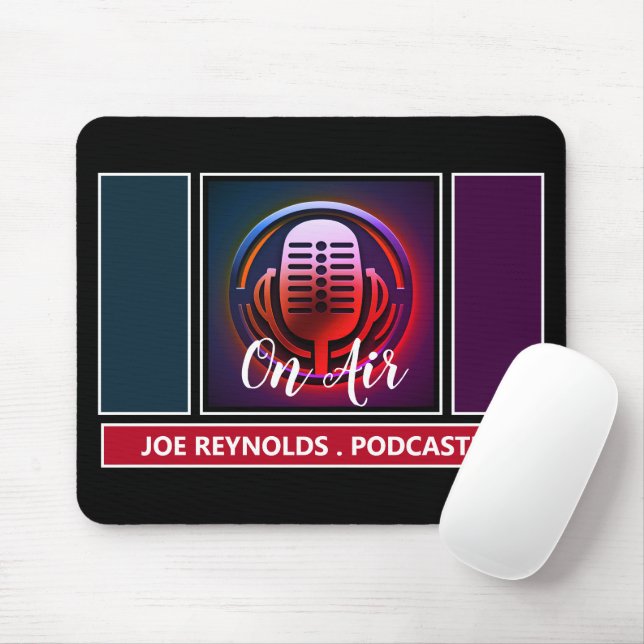 On Air Podcaster, Retro Podcast Mouse Pad (With Mouse)