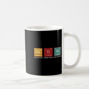 (on back) autism awareness periodic table asd wome coffee mug
