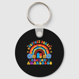 (on back) autism awareness rainbow autism support key ring