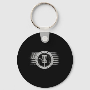 On Back Cool Disc Golf Sport Usa Grunge Flag - Dis Key Ring