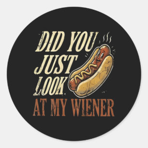 On Back Did Look At Wiener Funny Hotdog Lover Classic Round Sticker