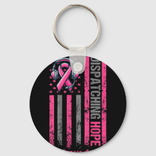 ON BACK Dispatcher Breast Cancer Awareness Pink Key Ring