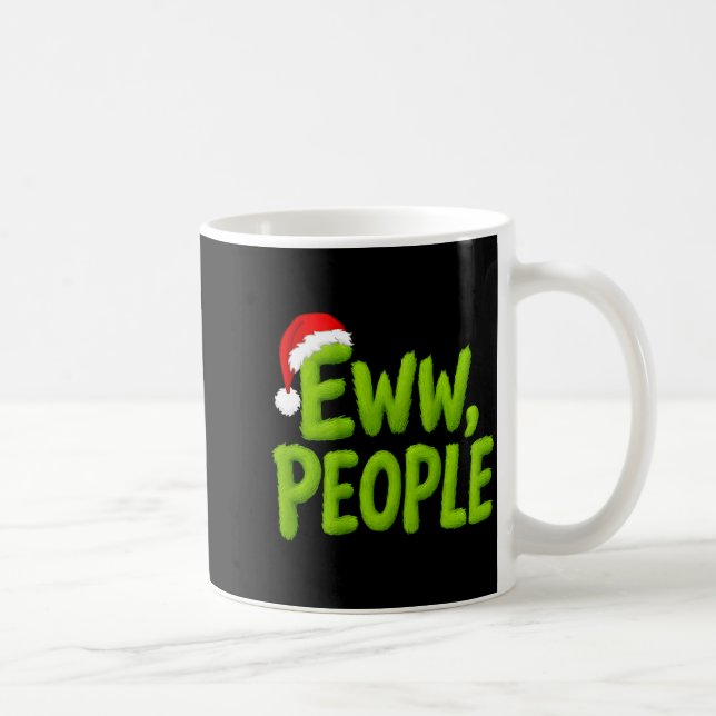 On Back Eww People Santa Hat Green Funny Christmas Coffee Mug (Right)