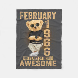 (on Back) February 1966 60th Birthday 60 Years Ted Fleece Blanket