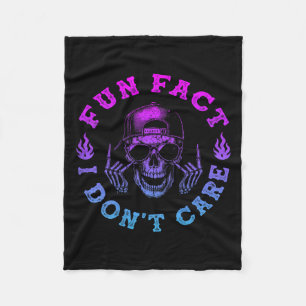 (on Back) Fun Fact I Dont Care, Funny Skeleton Sar Fleece Blanket