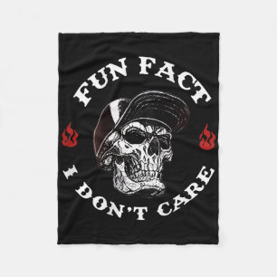 (on Back) Fun Fact I Dont Care Funny Skeleton Sayi Fleece Blanket