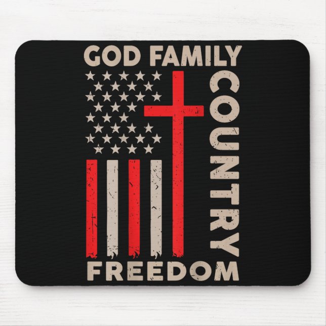 On-back God Family Country Dom Patriotic Christian Mouse Pad (Front)