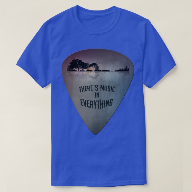 ON BACK Guitar Pick Distressed Lake Reflections Gu T-Shirt (Design Front)