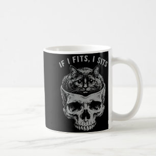 On Back If Fits Sit Black Cat Skull Meme Humour Coffee Mug