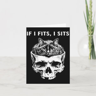 (on back) if fits sits black cat skull gothic dark card