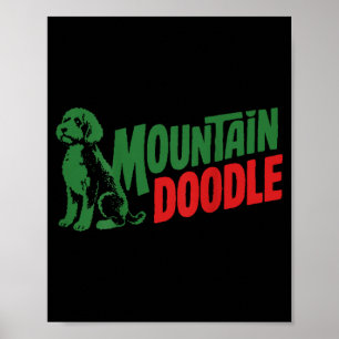 (on back) mountain doodle dog lovers retro outdoor poster