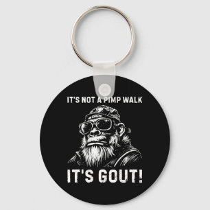On Back Not A Walk Gout Monkey Old Man Medical Key Ring