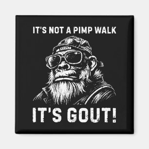 On Back Not A Walk Gout Monkey Old Man Medical Magnet