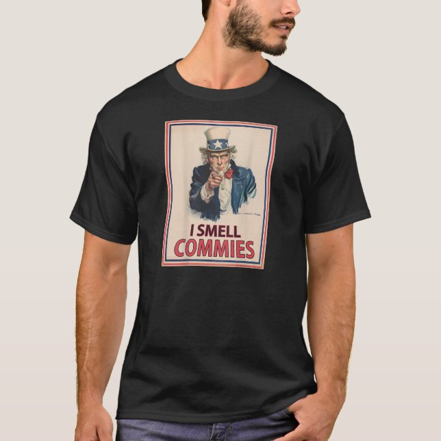 ON BACK Patriotic Conservative Uncle Sam I SMELL C T-Shirt (Front)