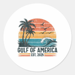 (on Back) Retro Gulf Of Usa America Est 2025 Classic Round Sticker